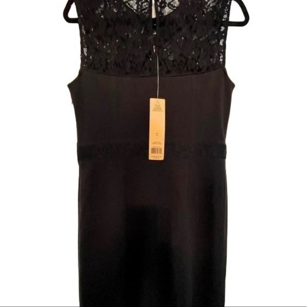 Tory Burch Dress Black Wool with Silk Lace Trim Dress Size M NWT